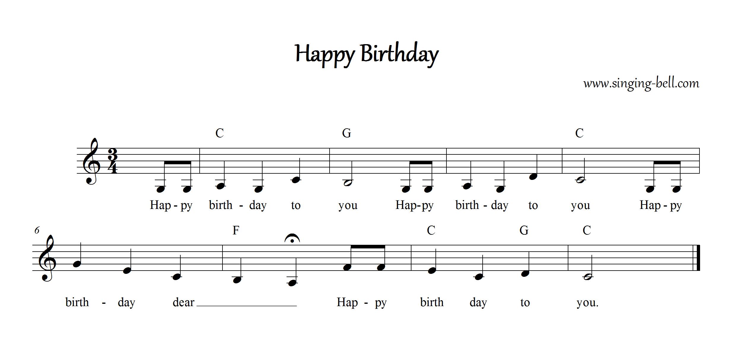 happy birthday song lyrics chords