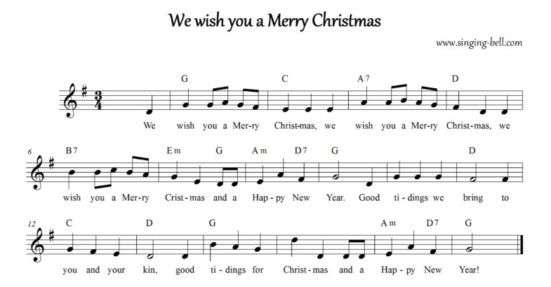 We Wish you a Merry Christmas - Christmas Sheet (in G)