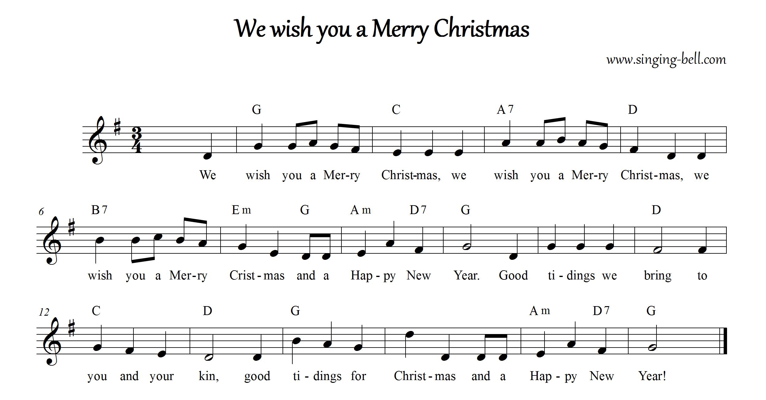 Lyrics We Wish You A Merry Christmas Printable