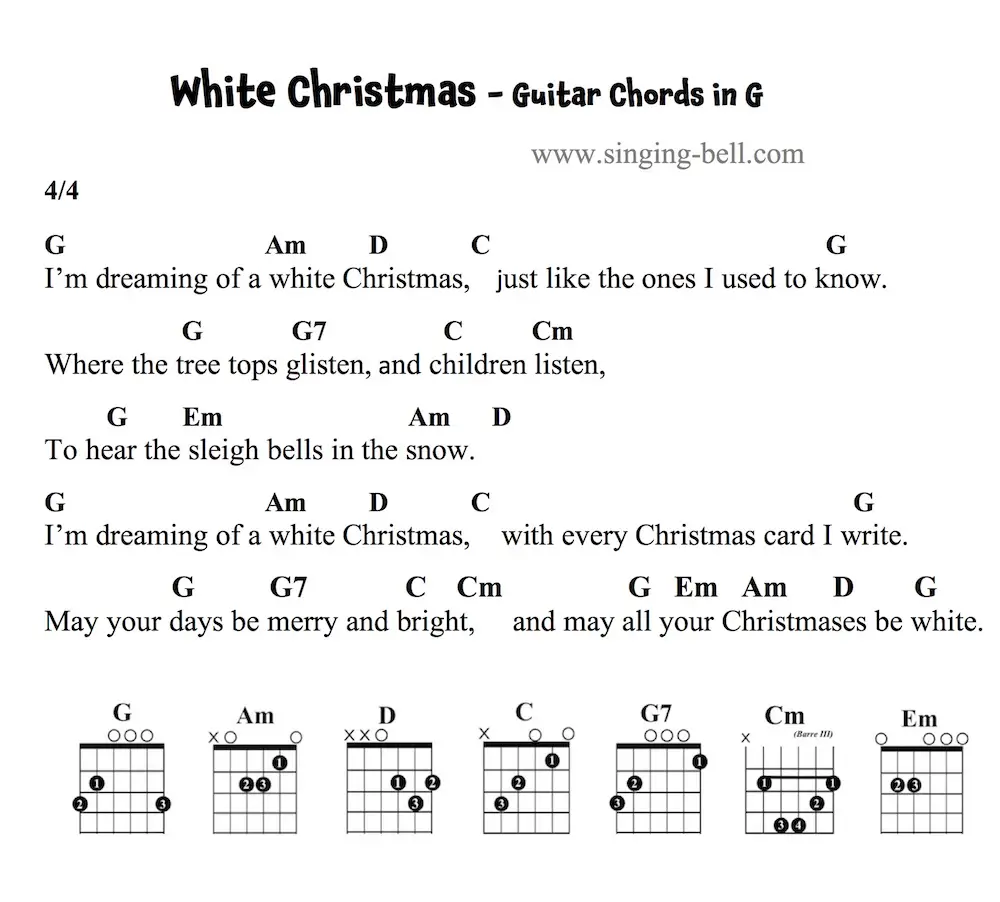 guitar chords white christmas