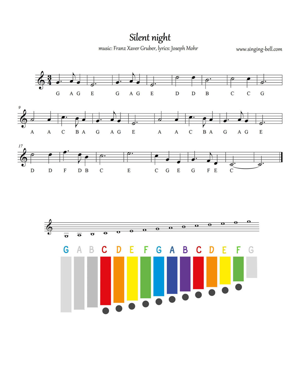 Silent Night How to Play on Glockenspiel / Xylophone Singing Bell