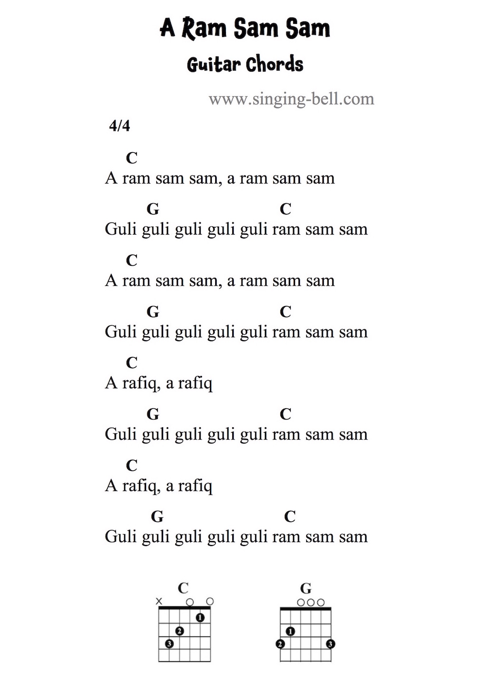 A Sam Sam - Chords, Tabs, Easy Sheet Music PDF