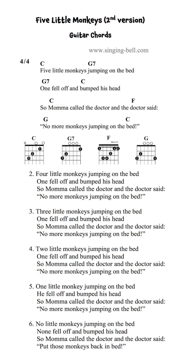 10 little monkeys chords