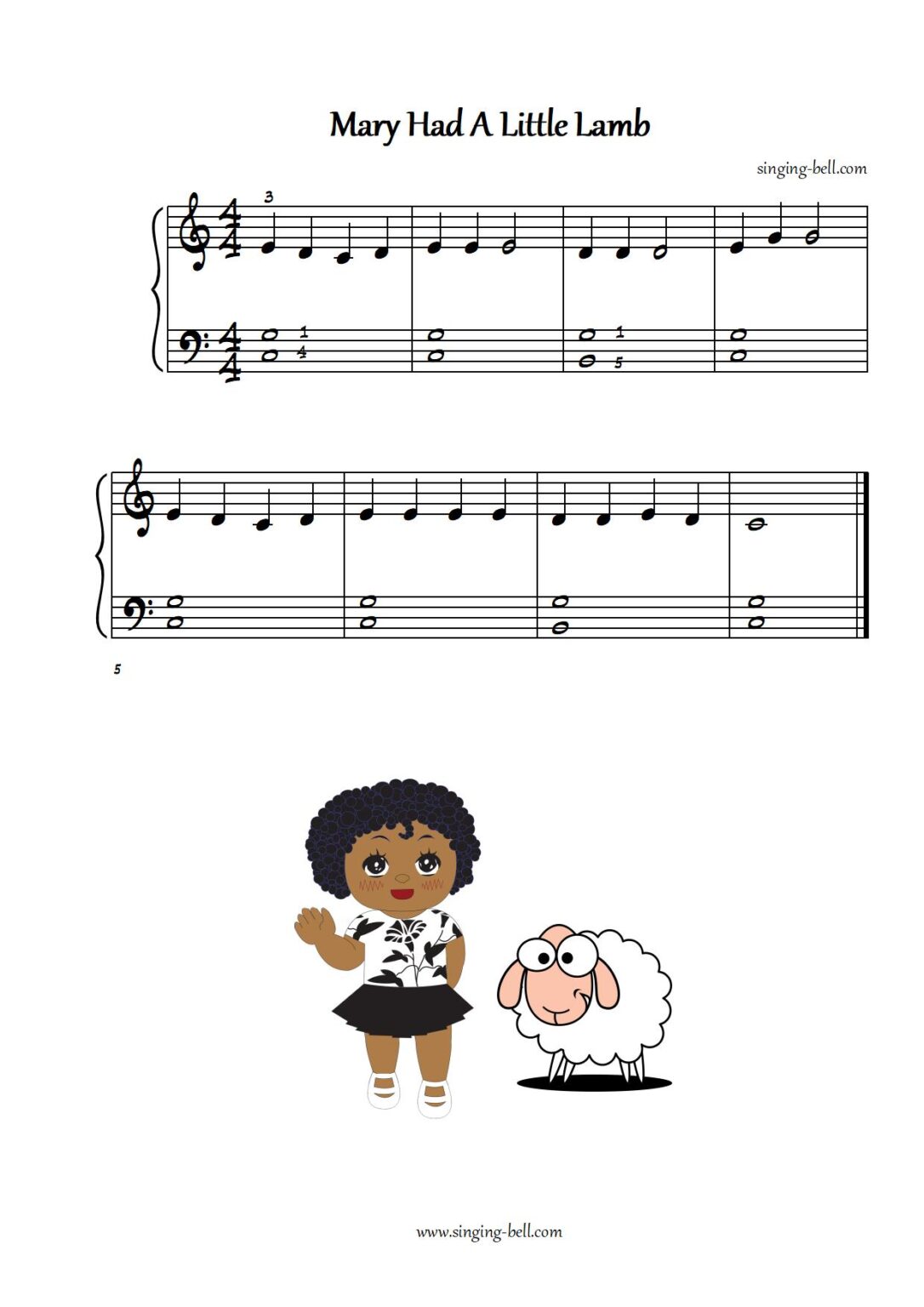 Mary Had a Little Lamb Piano Tutorial Sheet Music PDF