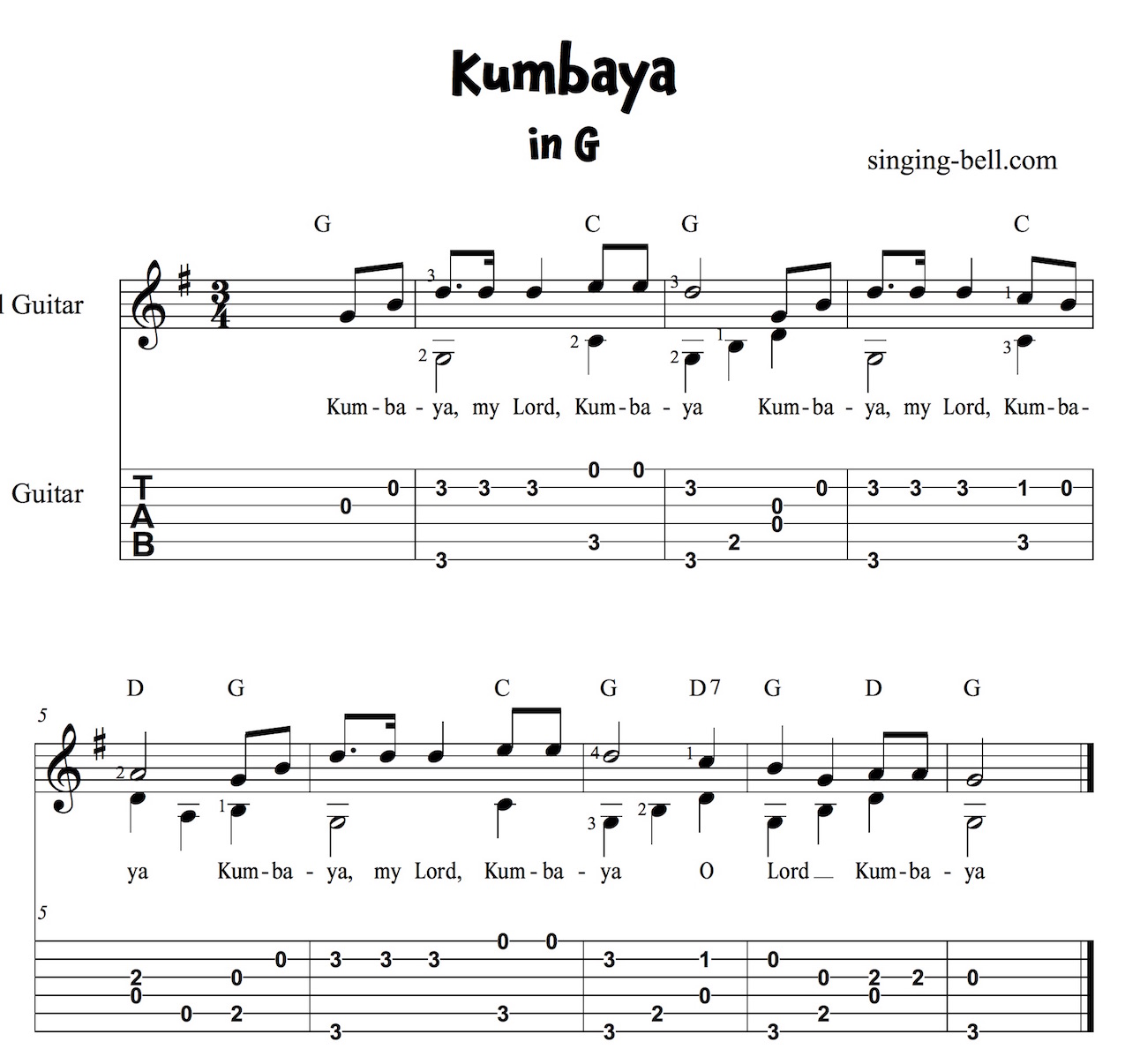 Kumbaya my lord chords