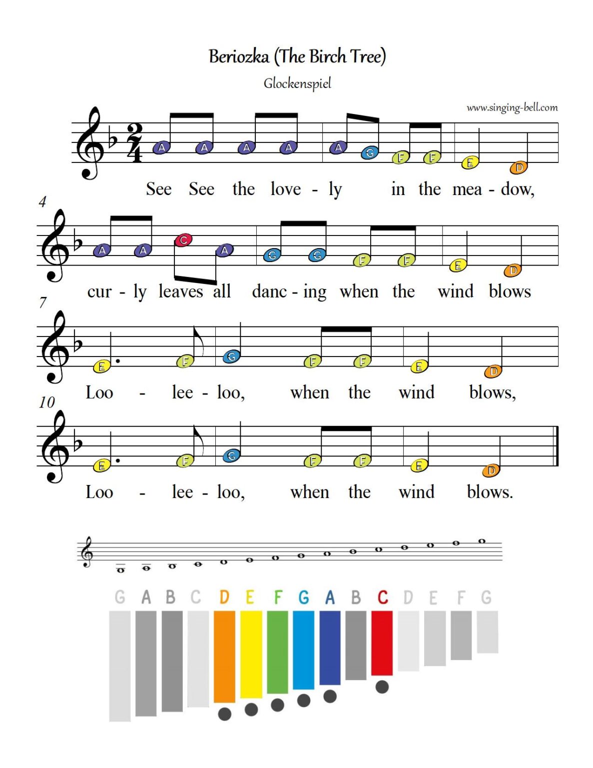 Beriozka (The Birch Tree) for Glockenspiel / Xylophone