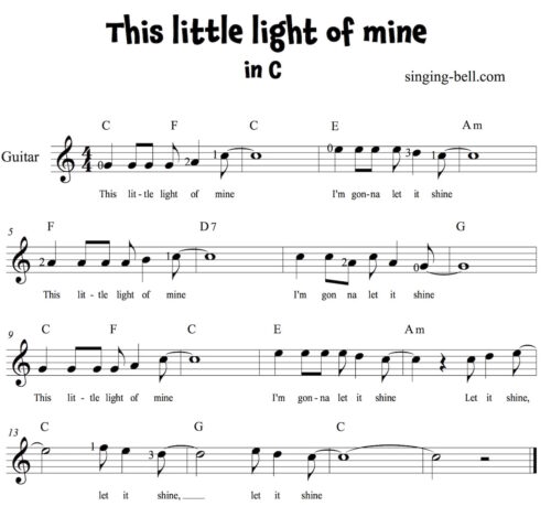 This Little Light of Mine Chords & Tabs for Guitar, Free PDF