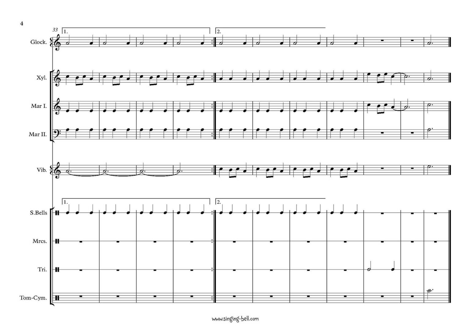 Carol of the Bells - Percussion EnsembleMarimba Sheet Music