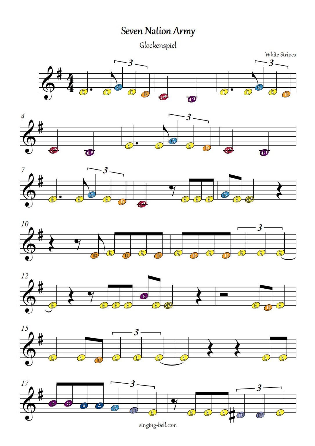 12 Popular Xylophone Songs - Free Sheet Music : Singing Bell