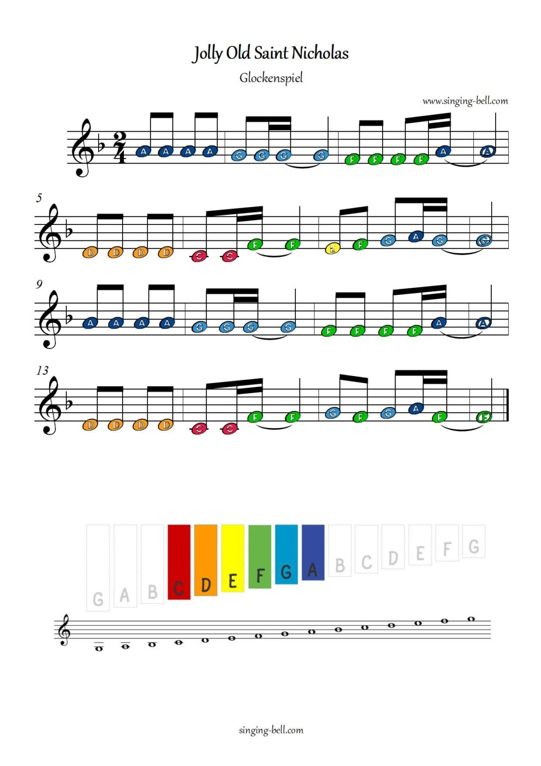 Jolly Old Saint Nicholas for Glockenspiel / Xylophone