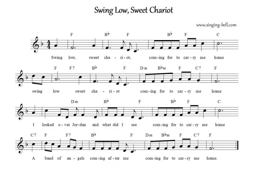 Swing Low Sweet Chariot Karaoke MP3 and Sheet music PDF