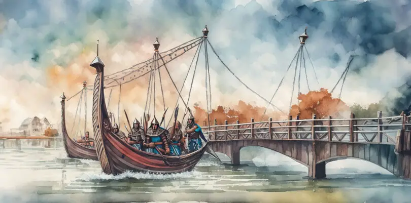Vikings attacking London Bridge