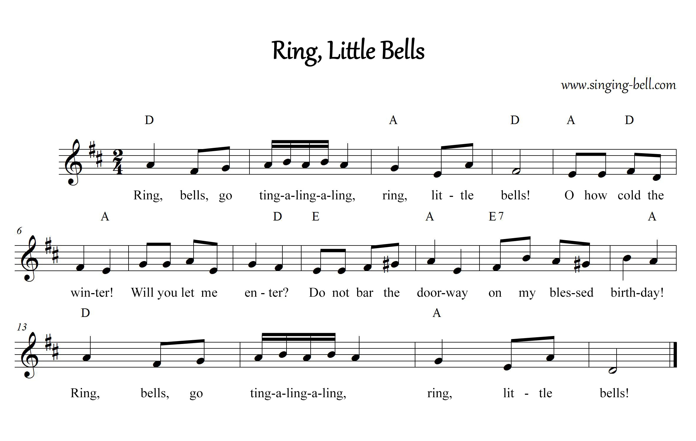 Ring Little Bells Sheet Music (in D)